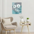 thumbnail image 4 of White Floral Wall Art Teal Butterfly with Flower Framed Canvas Wall Art for Living Room Gray Vintage Farmhouse Prints Pictures for Bathroom Bedroom Dorm Wall Decor,12x16 inches, 4 of 6