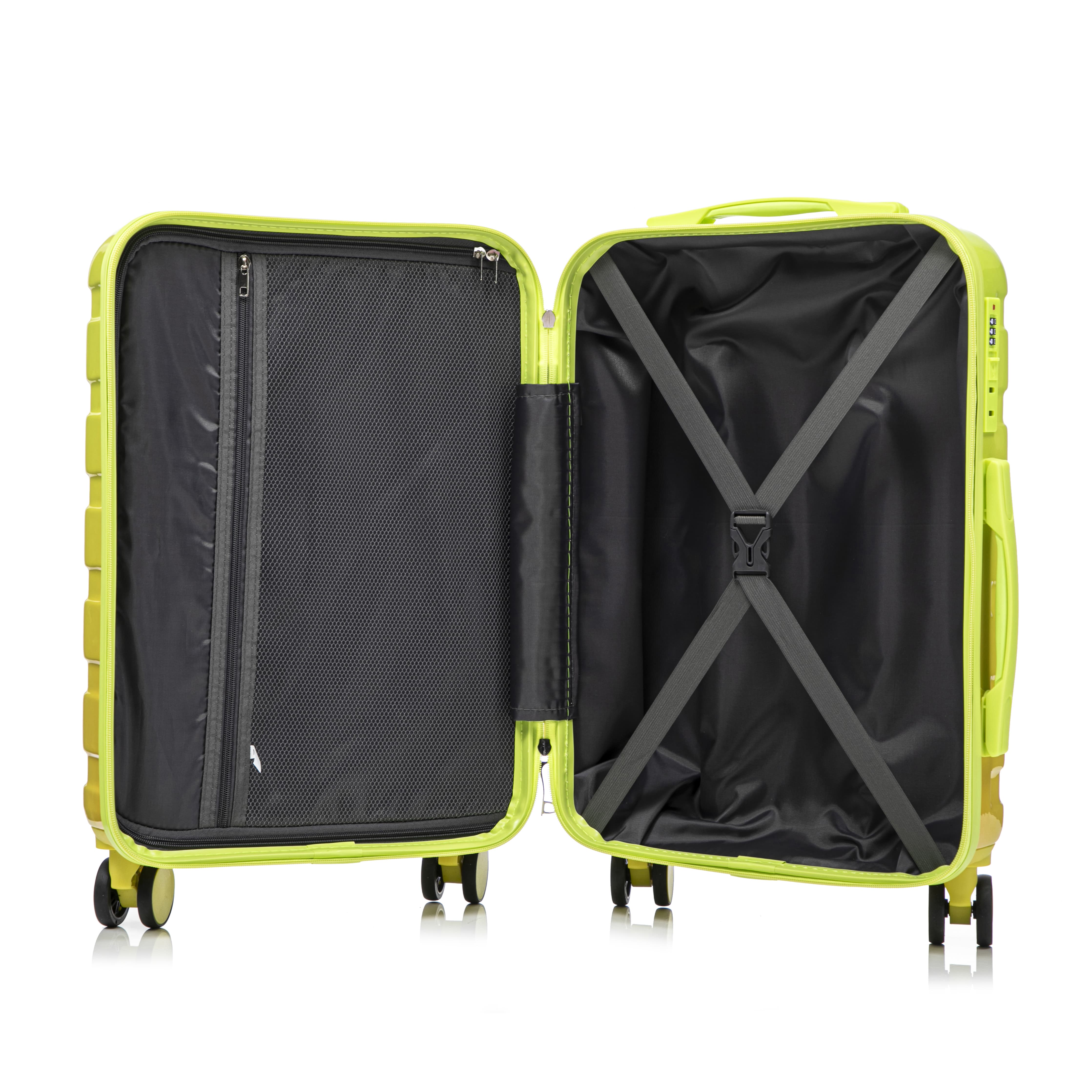 Leumius 2 Piece PC Spinner Wheel Luggage Sets, Hardside Suitcase with Combination Lock, 20 inch Carry On Luggage & 14 inch Cosmetic Case