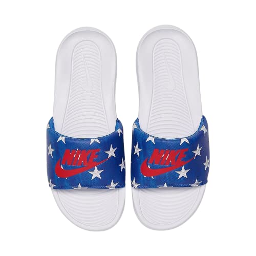 red white and blue nike sandals