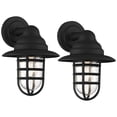 thumbnail image 2 of John Timberland Marlowe Rustic Industrial Outdoor Wall Light Fixtures Set of 2 Black Hooded Cage 13" Clear Glass for Post Exterior Barn, 2 of 9