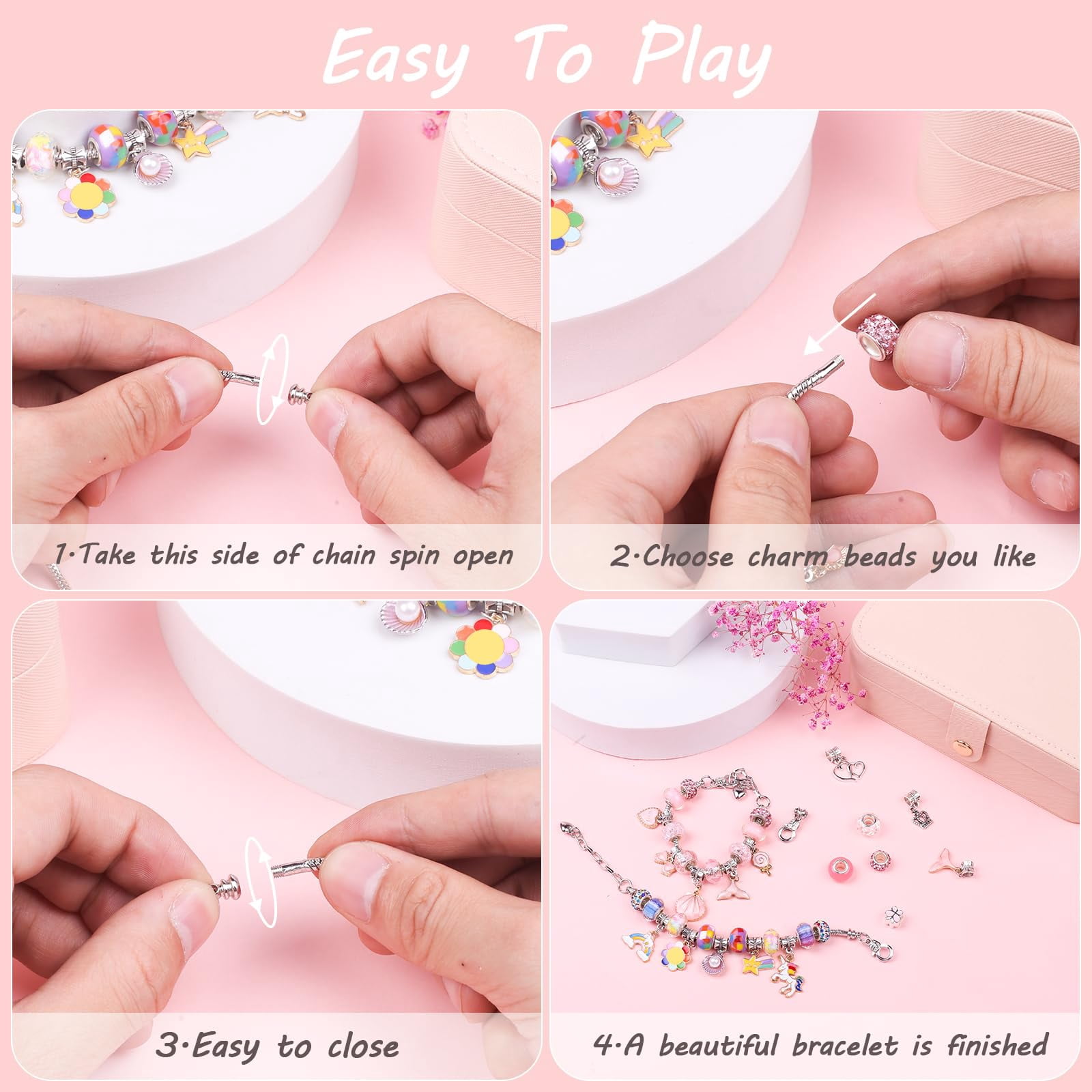 Charm Bracelet Making Kit -134 Pcs DIY Jewelry Making Kit, Bracelet Making Kit DIY Art & Craft Kit for Girls 8-12 Birthday Gifts Christmas,New Year Gifts