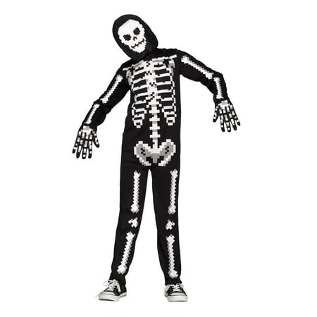 Child's Boys Game Over Guy Pixel Skeleton Enemy Monster Costume