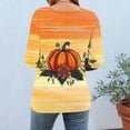 thumbnail image 6 of Mwjwdo Womens 3/4 Sleeve Pumpkin Gradient Printed Dressy Casual Henley Round Neck Relaxed Fit Tunic Tops Fall Shirts, 6 of 6