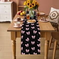 thumbnail image 2 of Valentine's Day Table Runner 72 Inches, Pink Bows Shining Stars Modern Black Bed Runner Dresser Scarves Tabletop for Indoor Outdoor Parties/Ceremony/Banquet, 14" x 72", 2 of 8