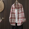 thumbnail image 2 of yunLCZ Women's Button Down Shirt Women Long Sleeved Plaid Pocket Shirt, 2 of 4