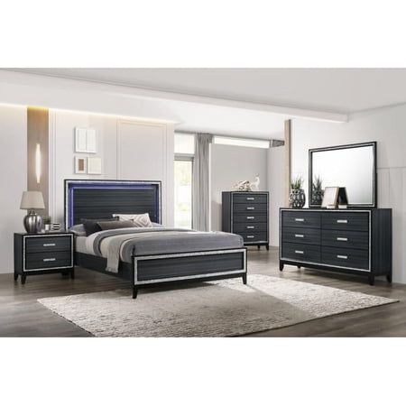 Modern Black Queen Bed Set 3PCS by Acme Haiden 28430Q-3pcs