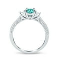 thumbnail image 4 of Three Stone Round Ring Paraiba Tourmaline CZ 925 Sterling Silver Size 5, 4 of 7