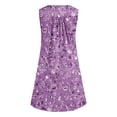 thumbnail image 3 of Wycnly Womens Dresses Beach Fashion Button up Plus Size Flowy Pleated Swing Tunic Tank Mini Sundress Summer Floral Print V-Neck Sleeveless Formal Short Dress Purple XL, 3 of 4