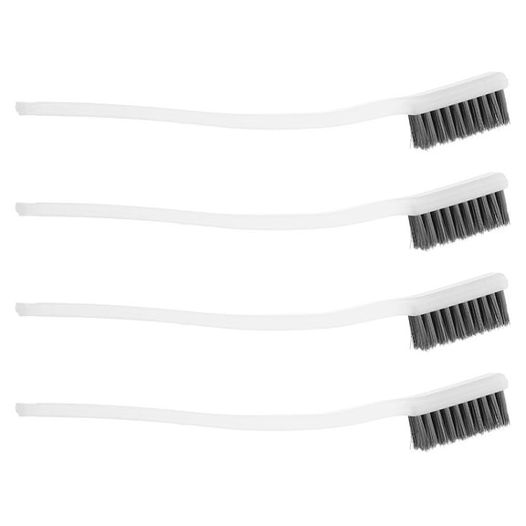 4 Pcs Mini Wire Brush Set Curved Handle Steel Cleaning Brushes for Welding Slag and Toothbrushes