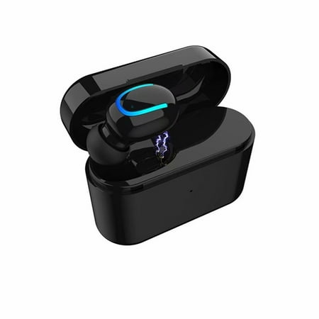Small Ear Bandit Wireless Bluetooth Headset Bluetooth 5.0 Ultra Small Invisible Earphone Stereo Single Earbud with Charging Box Black ()