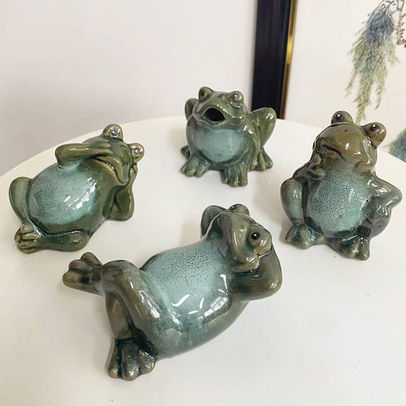 Viflosae Outdoor Garden Statues Garden Decorations Cute Desk Accessories Pottery Decoration Ceramic Ornament Frogs Statue/Garden Decoration Statue/Courtyard Decoration for Gift for Gardeners