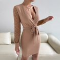 thumbnail image 3 of Paquete De Vestido A La Cadera, Encaje, Manga Larga, Cómodo Vestido Ajustado Con Cuello En V Para Club ANGGREK Otros, 3 of 8