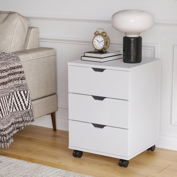 3 Drawer Mobile File Cabinet Vertical Filing Cabinet Rolling Wood Mobile File Cabinets Under Desk for Home Office with Casters (Non-Assembled)