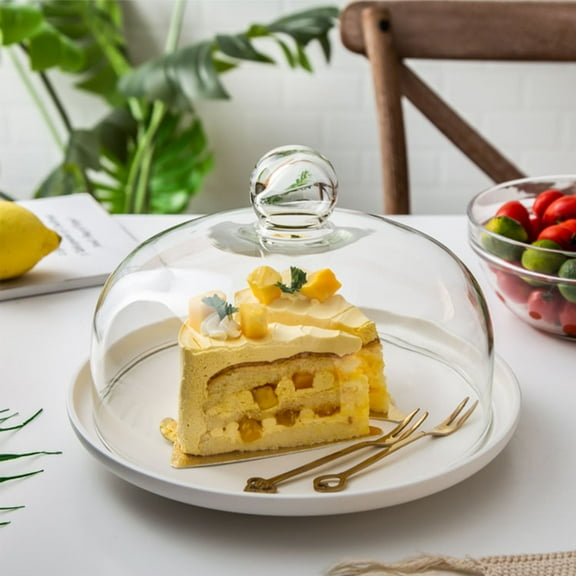 Uonlytech Round Glass Cake Cover Transparent 1Pcs Diameter 13CM Height 11CM