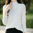 thumbnail image 3 of Fmbrln Womens Solid Half Turtleneck Basic Knitted Sweaters Fall Winter Fashion Long Sleeve Pullover Tops Casual Loose Comfy Sweaters White XL, 3 of 5