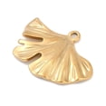 thumbnail image 2 of 10pcs 304 Stainless Steel Pendants Ion Plating(IP) Ginkgo Leaf Charm Real 18K golden Plated 22.5x30x3mm Hole: 2mm, 2 of 3