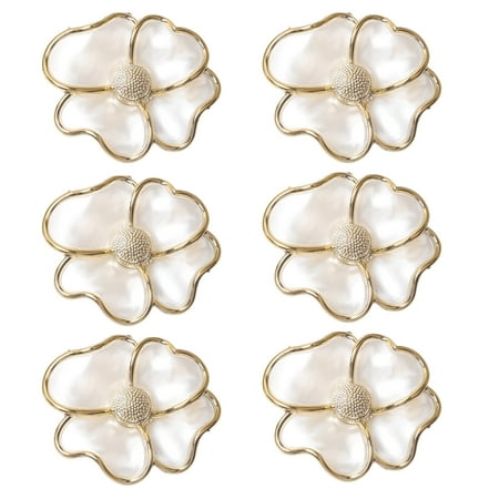 

Aimiya 6Pcs Napkin Ring Exquisite All Match Metal Flowers Patterns Serviette Circle for Banquet