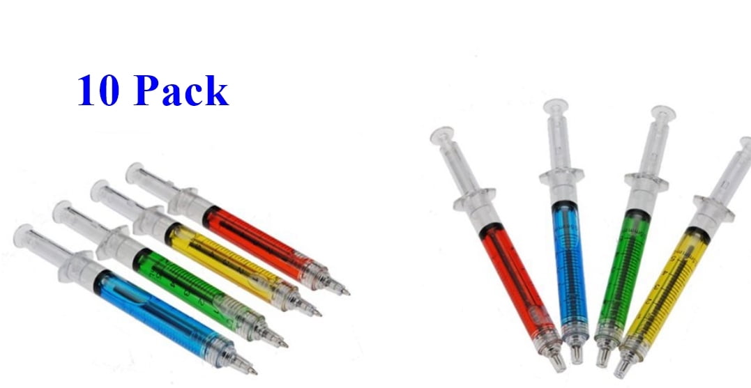 10 Pcs. Surgical Dr. Syringe Ballpoint Ink Pen Liquid Medical Style