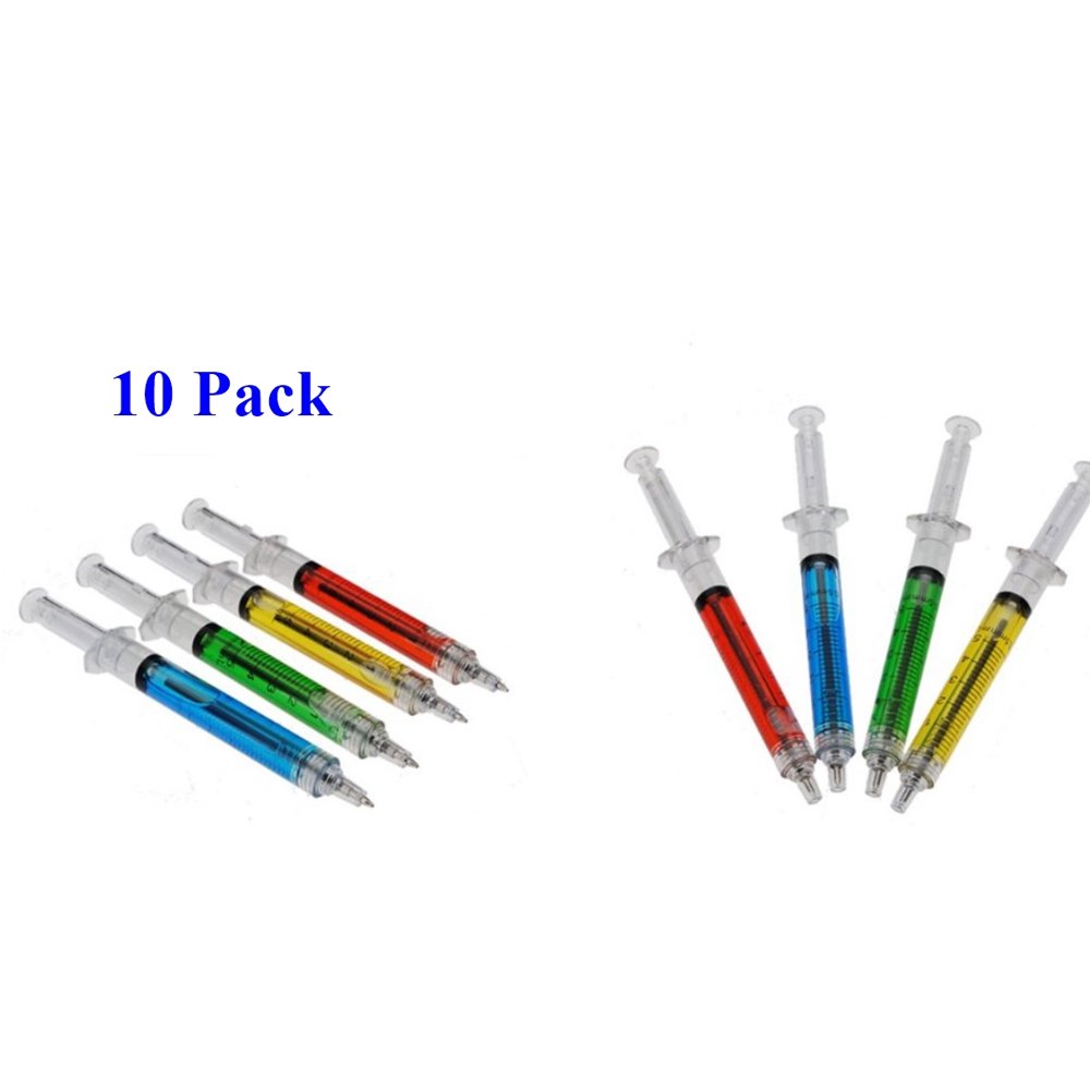 10 Pcs Surgical Dr Syringe Ballpoint Ink Pen Liquid Medical Style