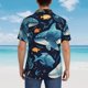 thumbnail image 4 of Fotbe Playful Whales Underwater Scene Camisa Hawaiana para Hombre Unisex – Camisa Casual de Verano con Botones de Manga Corta de Algodón y Lino,X-Large, 4 of 7