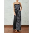 thumbnail image 4 of Mialoley Women's 2 Piece Lounge Set Pajama Set Solid Color Cami Tops Drawstring Wide Leg Pants Sleepwear Sets, 4 of 9