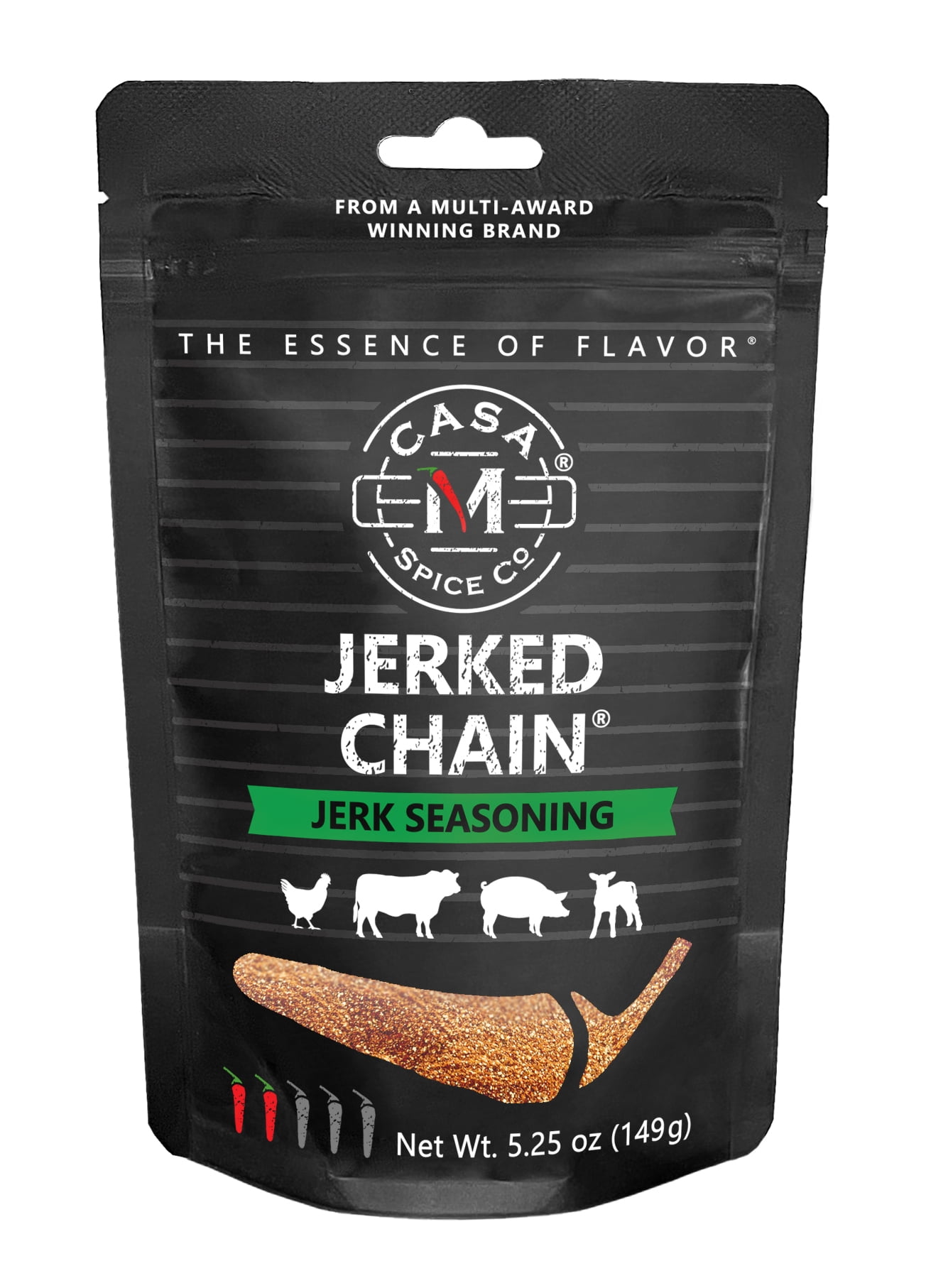 Casa M Spice Co® Jerked Chain® Jerk Seasoning — Jamaican Dry Rub Gourmet Caribbean Jerk
