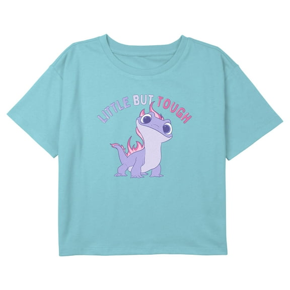 Girl's Frozen 2 Little but Tough Graphic Cropped T-Shirt Blue X Small