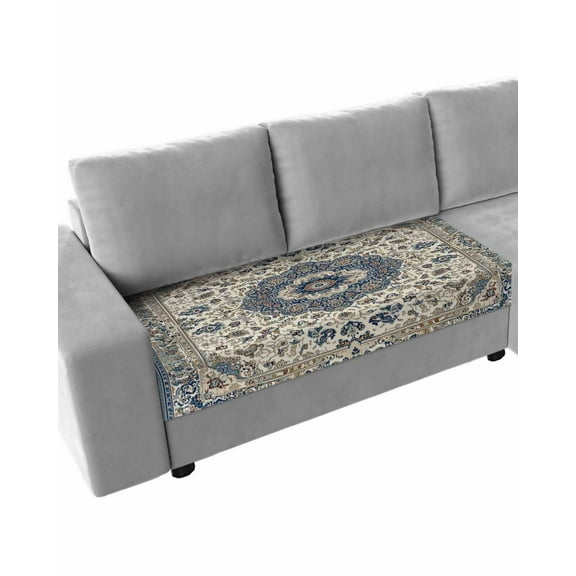 Southwestern Boho Blue Sofa Couch Cushion Covers Washable, Removable Stretchable Sectional Couch Covers, Ethnic Geometric Farmhouse Slipcovers for L & T Shape Sofa Furniture Protector M Size 1 pc