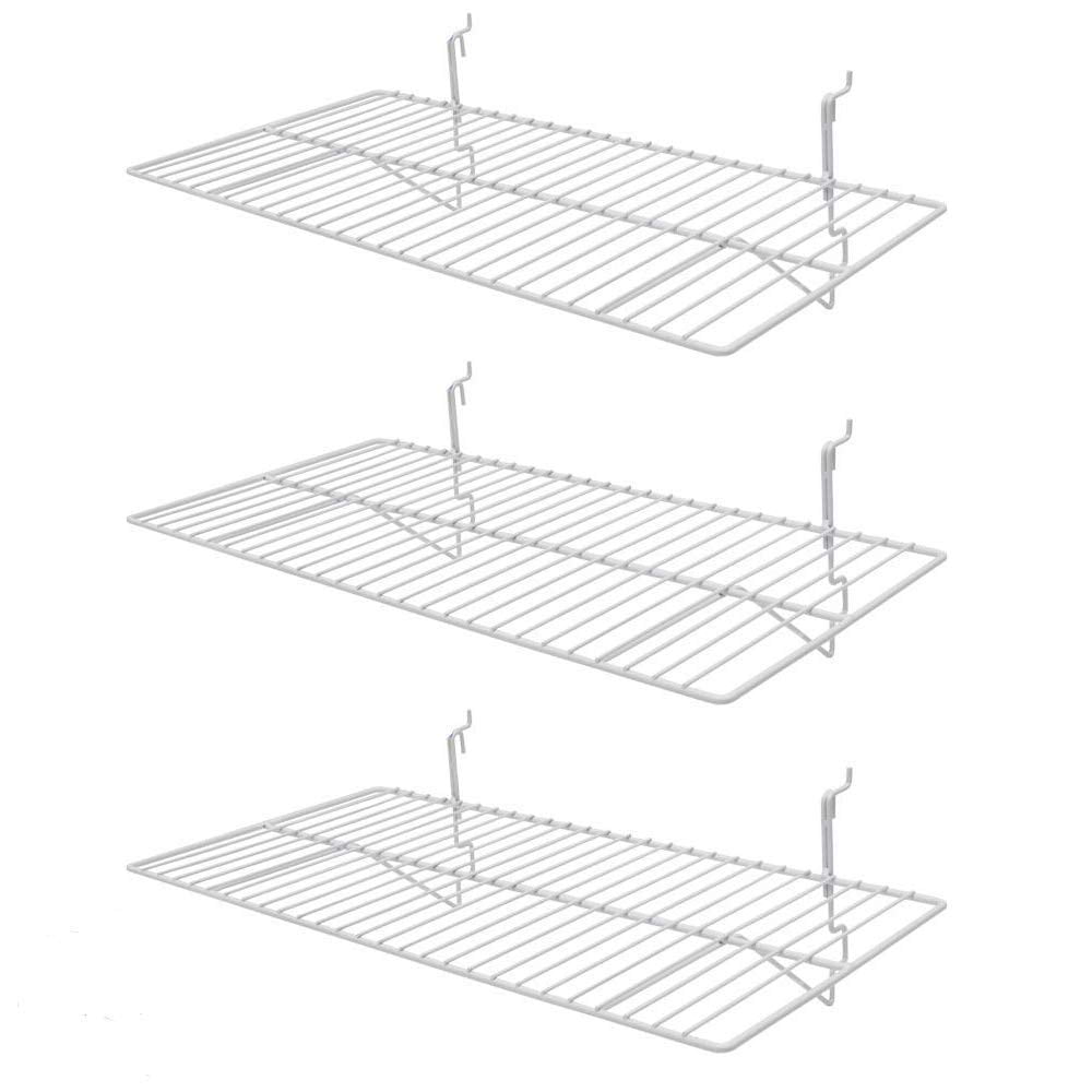 White 6pk Only Hangers 24" Wide Video Shelf for Slatwall Gridwall or Pegboard 