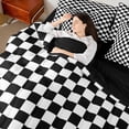 thumbnail image 4 of Homewish Geometric Plaid 7 Pieces Bedding Comforter Set For Teens Boys Girls,Black White Full Bedding Set Lightweight,Vintage Aesthetic Fitted Sheet Flat Sheet,Super Cozy Room Decor,Reversible, 4 of 8