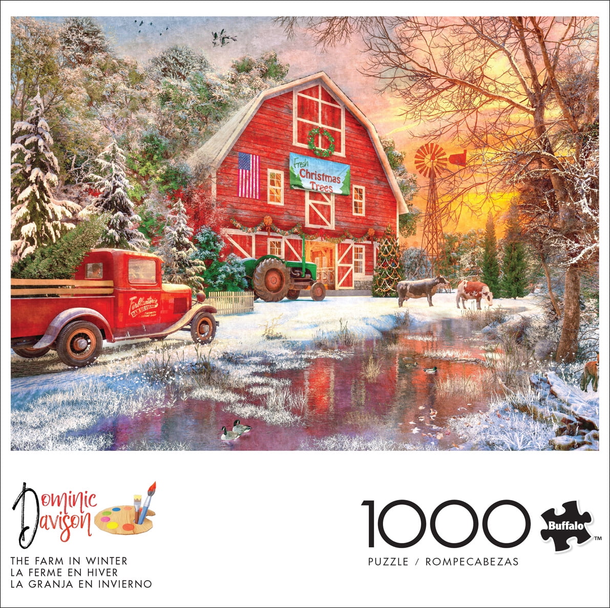Buffalo Games The Farm in Winter 1000-Piece Interlocking Jigsaw Puzzle for Adults Ages 14-99 Years