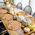 thumbnail image 3 of Fall Round Placemats Set of 4 Hello Pumpkin Place Mats Thanksgiving Woven Placemat Maple Leaf Yellow Plaid Circle Braided Table Mat for Kitchen Dining Table Autumn Party Home Decor 15 Inch, 3 of 9