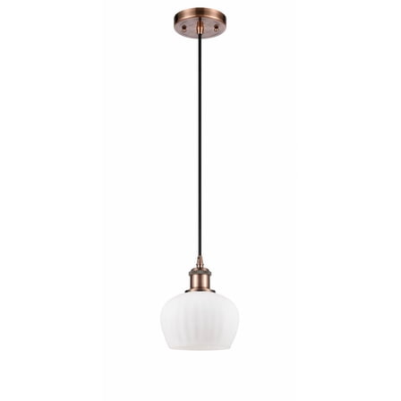 Innovations 516-1P-AC-G91 Fenton 1 Light Mini Pendant part of the Ballston Collection, Antique Copper