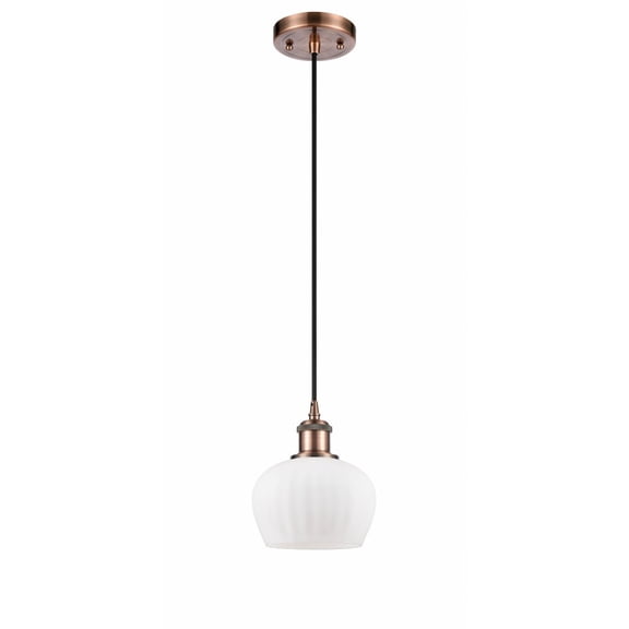 Innovations 516-1P-AC-G91 Fenton 1 Light Mini Pendant part of the Ballston Collection, Antique Copper