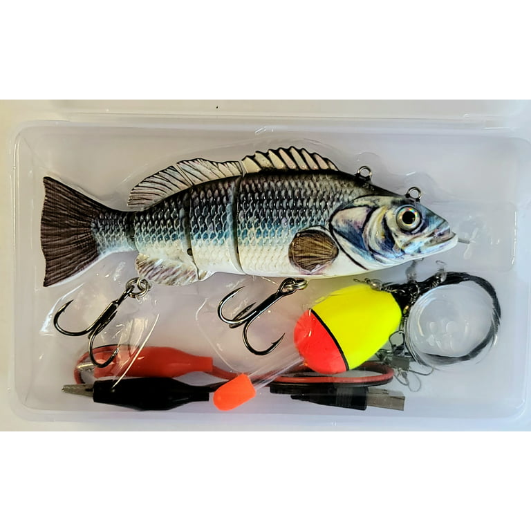 Joliano Robotic Swimming Lure Auto Electric Lure USB Rechargeable Swimbait  Multi Jointed Segment Fishing Lure LED Light