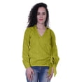 thumbnail image 1 of Moomaya Womens Wrap Top V-Neck Self,Embroidered Collar Shirt Formal Cotton Clothing, 1 of 7
