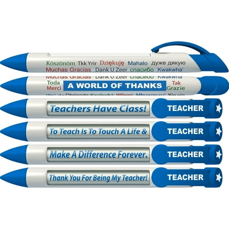 Wide Body Message Pen - Teacher Pen by Greeting Pen- Thank You Rotating Message Pen - 6 Pack (36403)