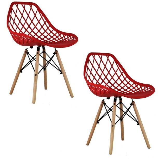 Mundo In Juego de 2 Sillas Eames Oslo Vento - Sillas para Comedor - Rojo Mundo In Hogar