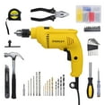 thumbnail image 4 of Sdh550kp 550w 10mm Corded Single Speed | Hammer Drill Machine & Hand Tool Kit -120-Pieces - Includes Hammer Drill, Measurement Tape, Drill Bits, Hammer, | Yellow & Black, Accessories, 4 of 4
