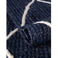 thumbnail image 3 of White with Navy Blue Indian Handmade Braided Daimond Design Area Rug 2 x 3 Feet (61 cm x 91 cm), For Living Room, Bedroom, Dining Room, Hallways & Entryways, 3 of 4