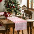 thumbnail image 4 of Winter Snowflake Elk Table Runner 13x90in Non-Slip Cotton Linen Table Runners, Watercolor Pink Striped Dresser Scarves TableRunner for Dinner Kitchen Dining Wedding Party, 4 of 9