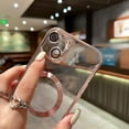 thumbnail image 2 of Compatible with iPhone 15 Plus Magnetic Clear Case,Luxury Plating Bling Transparent Shockproof MagSafe Case with Full Camera Lens Protector for iPhone 15 Plus Women Girl Men-Elegant Pink, 2 of 14