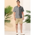 thumbnail image 4 of INSPIRE CHIC Camisa hawaiana de manga corta con botones y lunares a rayas de verano negro S, 4 of 6