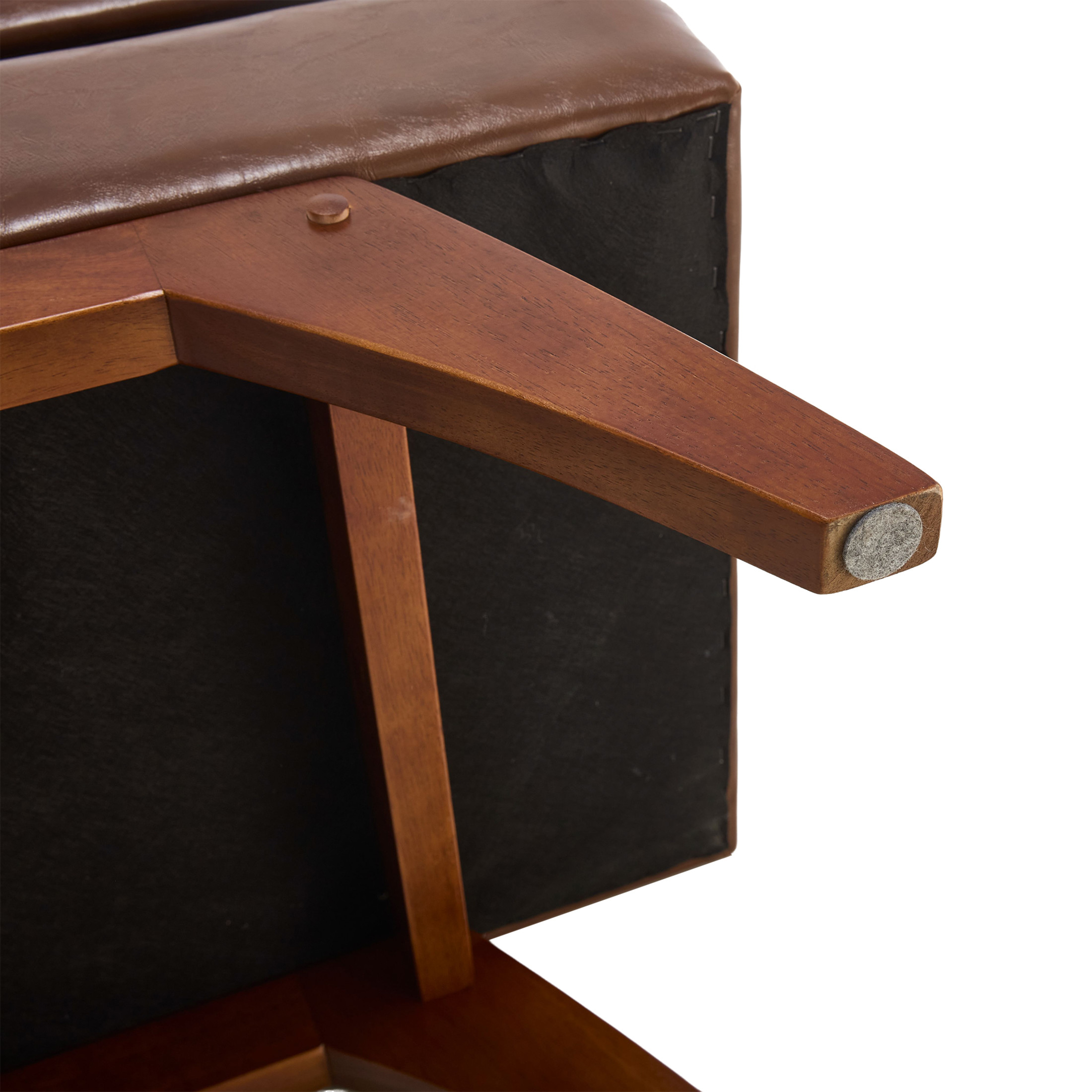 Madeleine Classic PU Upholstered Bed End Stool with Solid Wood Legs and Hidden Storage, Brown