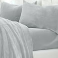 thumbnail image 3 of Great Bay Home Solid Velvet Plush Warm and Cozy Fleece Sheet Set (California King, Light Grey), 3 of 6