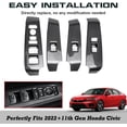 thumbnail image 3 of Xotic Tech Interior Window Lift Door Lock Switch Control Panel Cover Trim, Carbon Fiber Pattern, Compatible with Honda Civic 11th Gen 2022 2023, 3 of 9