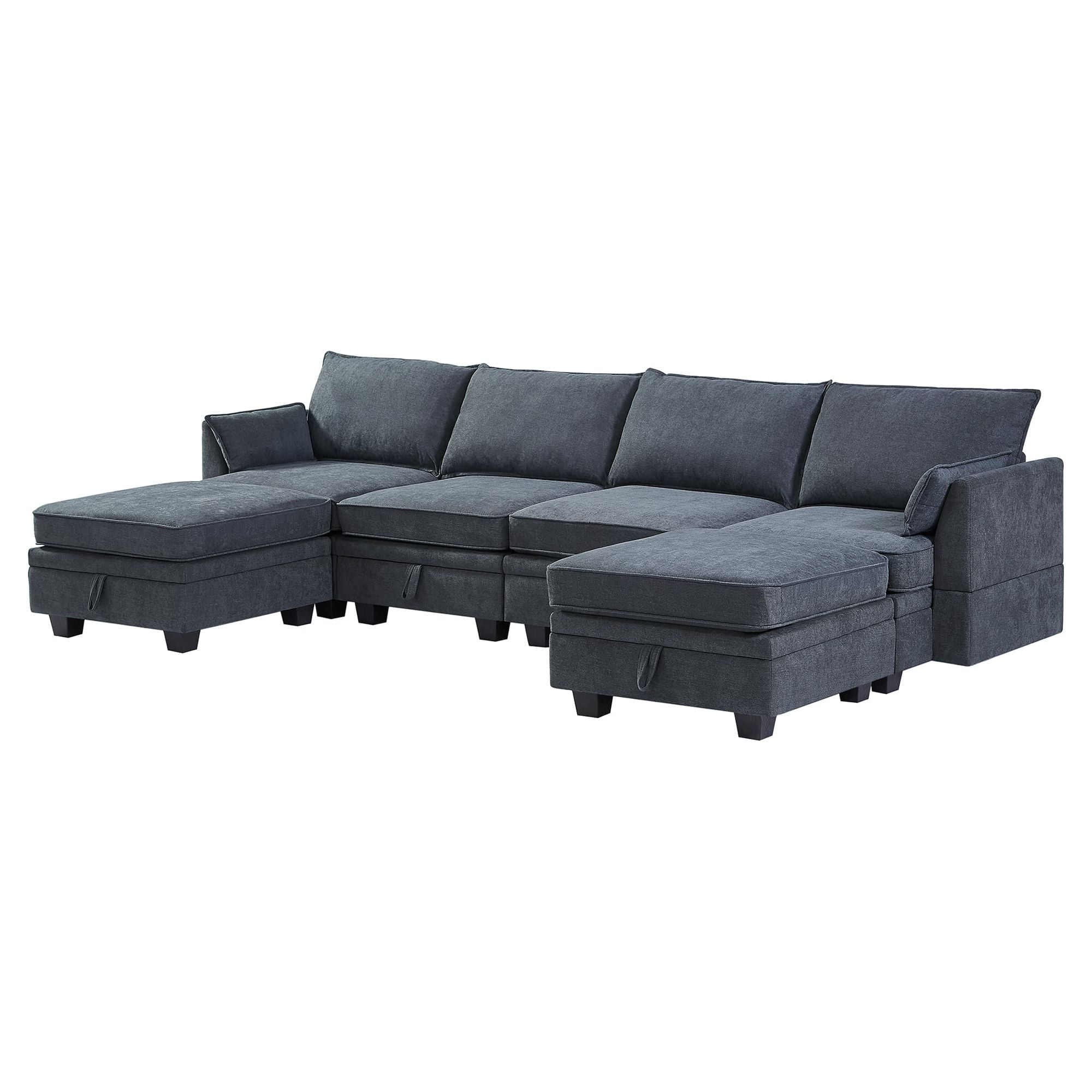 YYAo Modern Large U-Shape Modular Sectional Sofa, Reversible Sofa Bed with Storage Seat for Living Room, Dark Gray YYAo Modern Large U-Shape Modular Sectional Sofa, Reversible Sofa Bed with Storage Seat for Living Room, Dark Gray
