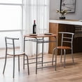 thumbnail image 3 of 3 Pieces Dining Set, Bistro Table Set with Metal Frame and Shelf Storage, Contemporary Bar Table Set, Couple Wooden Table and 2 Chairs Set for Cafe/Breakfast Nook/Kitchen, Space Saving, JA1545, 3 of 9