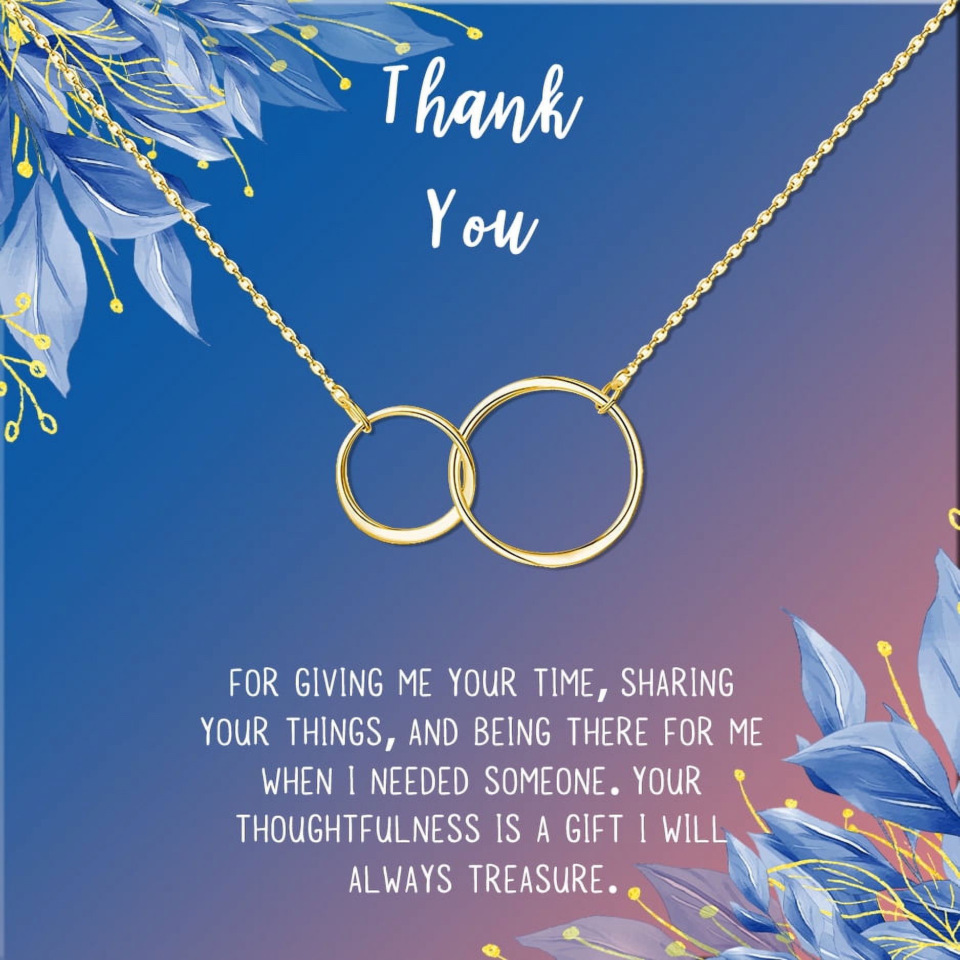 Anavia Thank You Gift Card, Appreciation Gift for friend, High Quality Stainless Steel Fashion Necklace, Thank you Gift, Gratitude Gift for Her-[Gold Infinity Double Ring, Blue-Orange Gift Card]