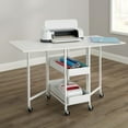 Kensington White Table Rolling Cart and Extendable Panels by Simply